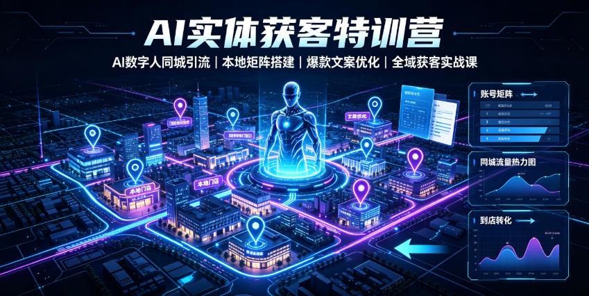 AI实体获客特训营｜AI数字人同城引流、本地矩阵搭建、爆款文案优化全域获客实战课-轻创星球网