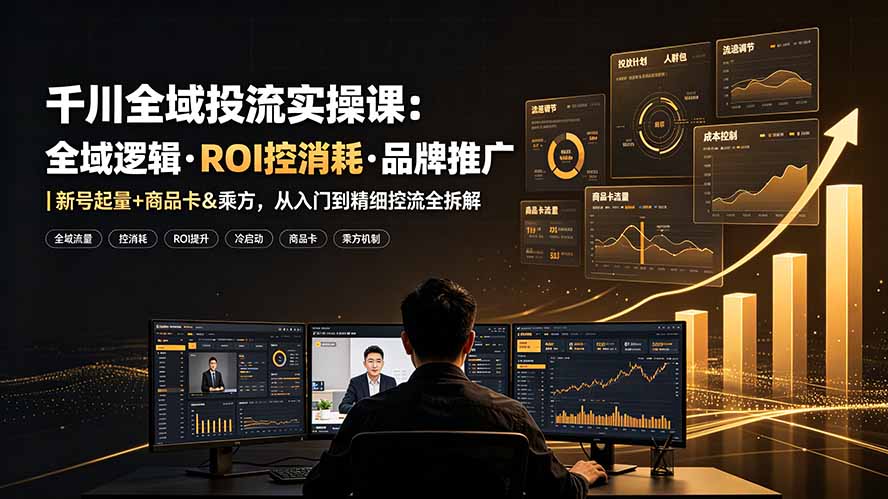 千川全域投流实操课：全域逻辑·ROI控消耗·品牌推广｜新号起量+商品卡&乘方，从入门到精细控流全拆解-轻创星球网
