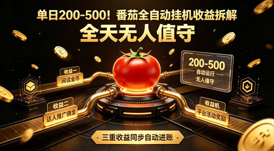 单日200-500！番茄全自动挂G收益拆解，全天无人值守，矩阵操作收益翻倍【揭秘】-轻创星球网