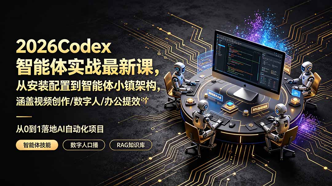 2026Codex智能体实战最新课，从安装配置到智能体小镇架构，涵盖视频创作/数字人/办公提效全技能-轻创星球网