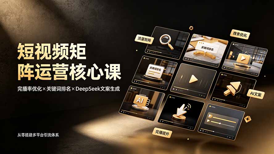 短视频矩阵运营核心课：完播率优化×关键词排名×DeepSeek文案生成，从零搭建多平台引流体系-轻创星球网