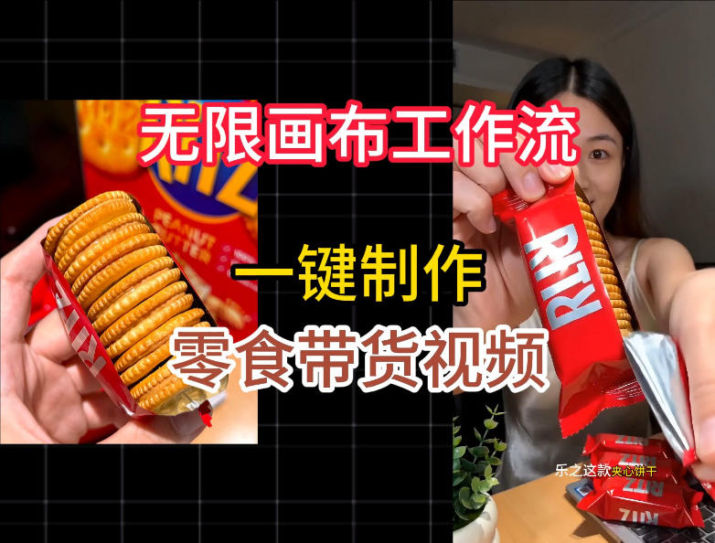 无限画布工作流一键制作零食带货视频，操作简单实操教学-轻创星球网