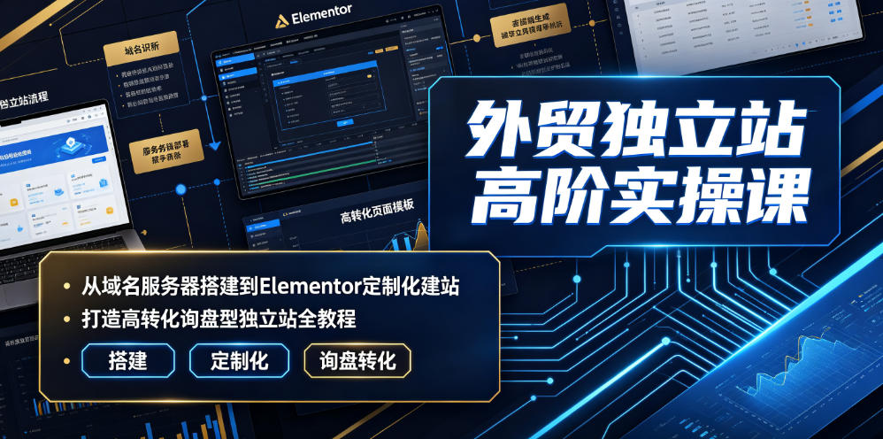 外贸独立站高阶实操课｜从域名服务器搭建到Elementor定制化建站，打造高转化询盘型独立站全教程-轻创星球网