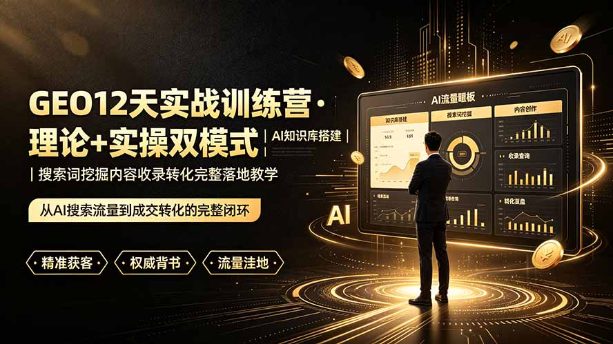 GEO12天实战训练营·理论+实操双模式｜AI知识库搭建｜搜索词挖掘内容收录转化完整落地教学-轻创星球网