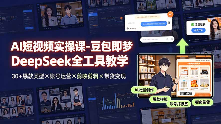 AI短视频实操课-豆包即梦DeepSeek全工具教学 | 30+爆款类型×账号运营×剪映剪辑×带货变现。-轻创星球网