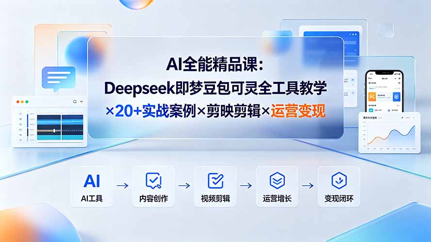 AI全能精品课：Deepseek即梦豆包可灵全工具教学×20+实战案例×剪映剪辑×运营变现-轻创星球网