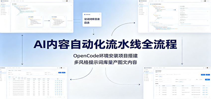 AI内容自动化流水线全流程：OpenCode环境安装项目搭建，多风格提示词库量产图文内容-轻创星球网
