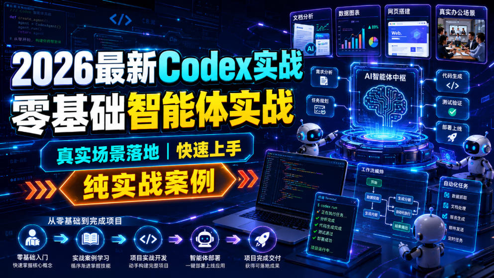 2026最新Codex实战零基础智能体实战，真实场景落地，快速上手，纯实战案例-轻创星球网