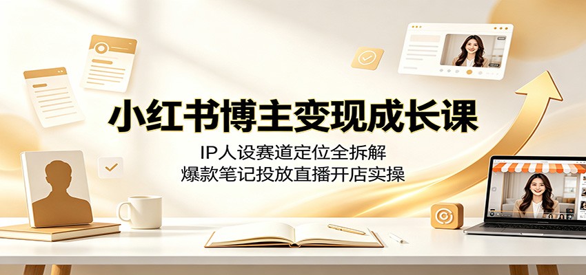 小红书博主变现成长课：IP人设赛道定位全拆解，爆款笔记投放直播开店实操-轻创星球网