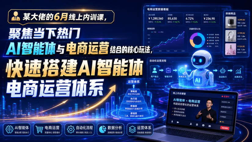 某大佬的6月线上内训课，聚焦当下热门AI智能体与电商运营结合的核心玩法，快速搭建AI智能体电商运营体系-轻创星球网