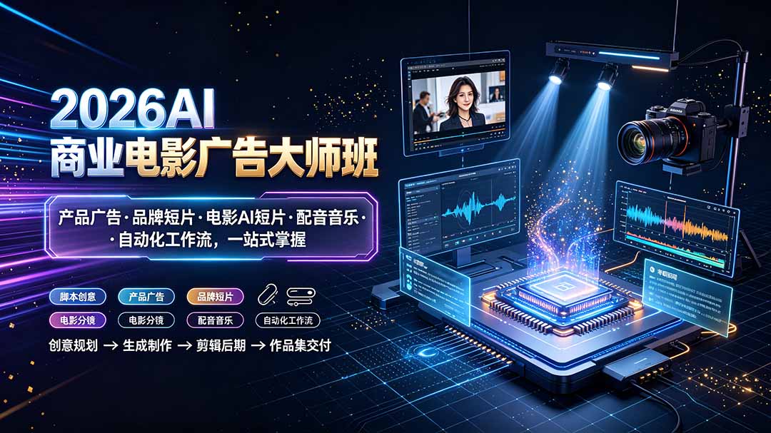 2026AI商业电影广告大师班：产品广告·品牌短片·电影AI短片·配音音乐·自动化工作流，一站式掌握-轻创星球网