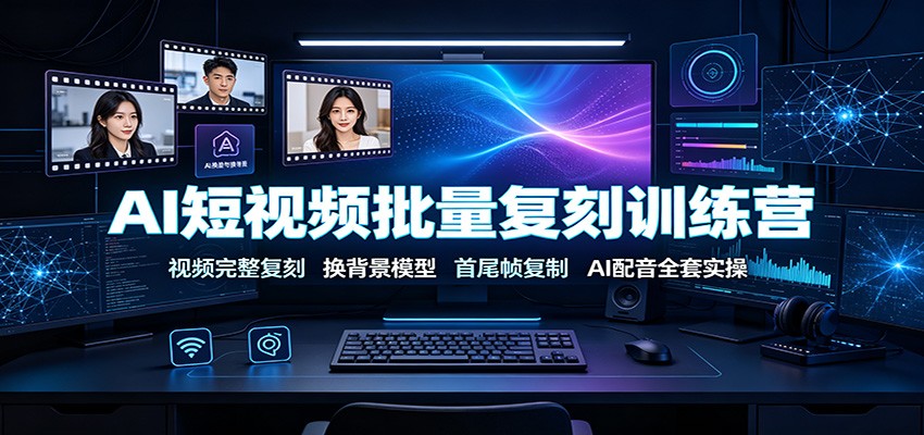 AI短视频批量复刻训练营：视频完整复刻，换背景模型、首尾帧复制、AI配音全套实操-轻创星球网
