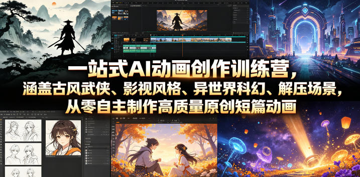 一站式AI动画创作训练营，涵盖古风武侠、影视风格、异世界科幻、解压场景，从零自主制作高质量原创短篇动画(更新)-轻创星球网