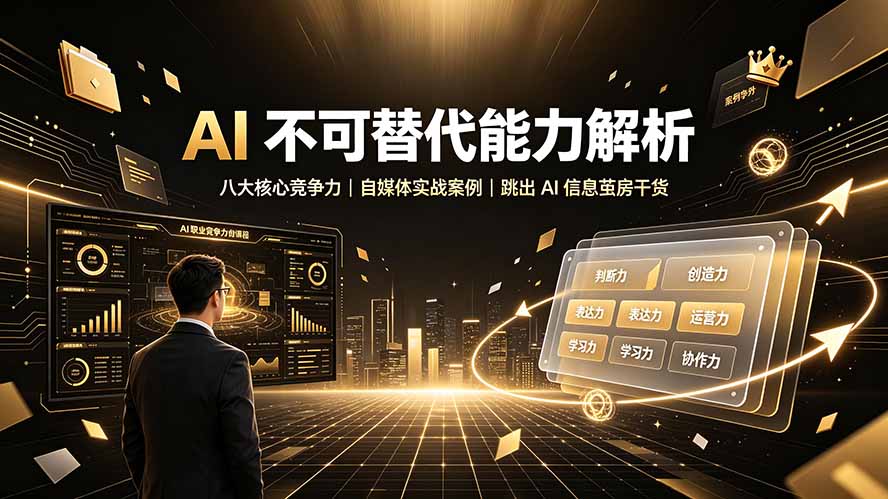 付费文章：AI 不可替代能力解析▸八大核心竞争力｜自媒体实战案例｜跳出 AI 信息茧房干货-轻创星球网