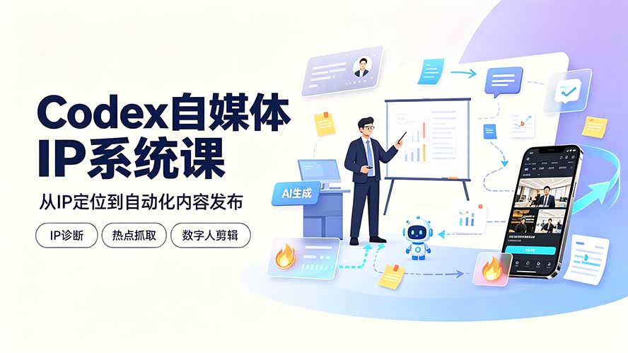 Codex自媒体IP系统课：IP诊断/热点抓取/IP蒸馏 Skill，爆款复刻数字人多平台自动发布教程-轻创星球网