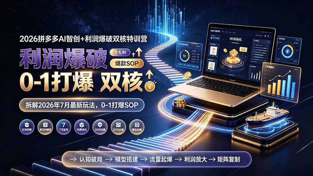2026拼多多AI智创+利润爆破双核特训营-拆解2026年7月最新玩法，0-1打爆SOP-轻创星球网