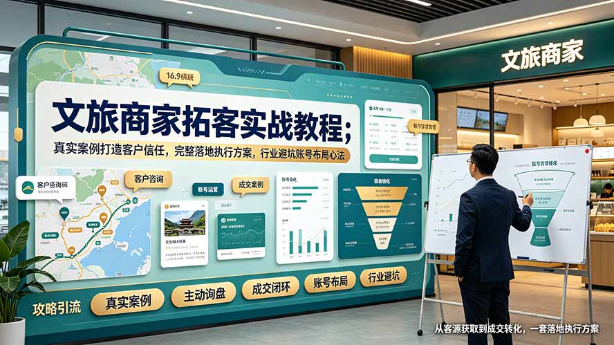 文旅商家拓客实战教程；真实案例打造客户信任，完整落地执行方案，行业避坑账号布局心法-轻创星球网