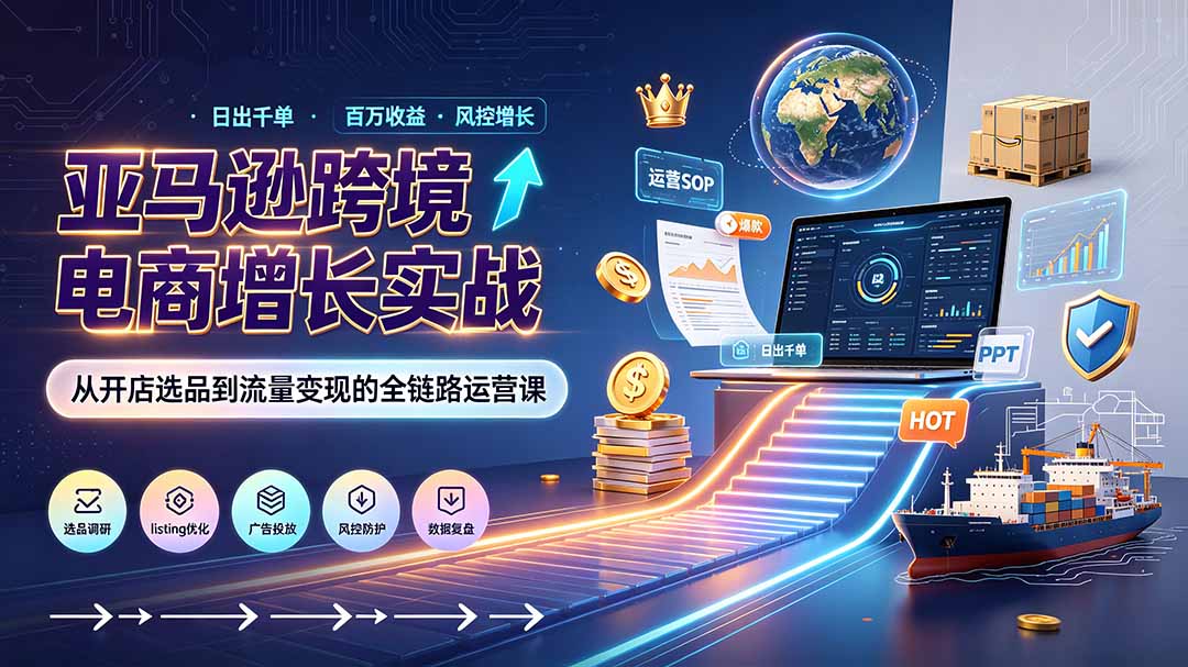 亚马逊0-1孵化特训营8期：从注册风控到稳定日出千单实战，规避审核封店风险，标准化执行流程落地-轻创星球网