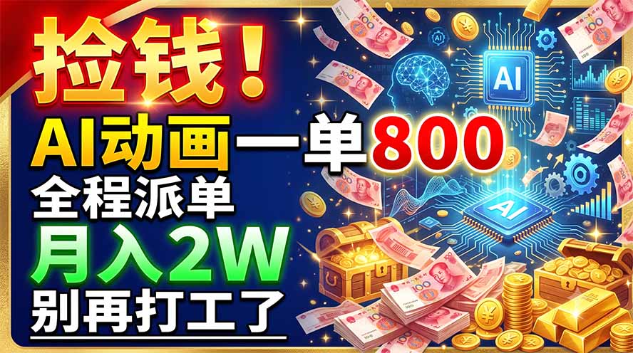 捡钱！AI动画一单800，全程派单，月入2W，别再打工了-轻创星球网