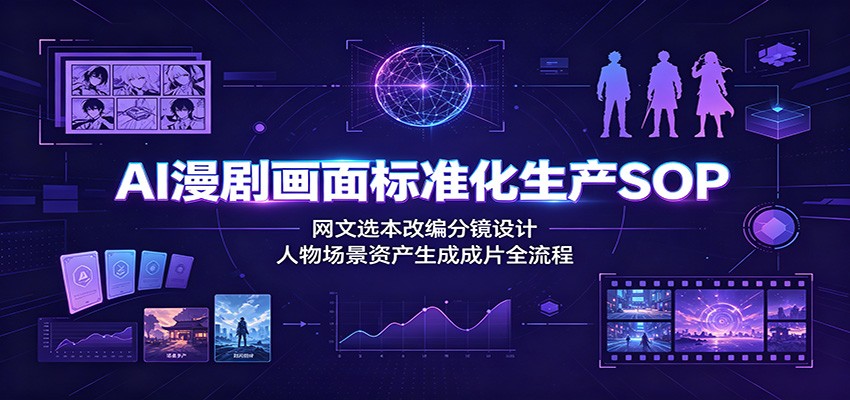 AI漫剧画面标准化生产SOP：网文选本改编分镜设计，人物场景资产生成成片全流程-轻创星球网