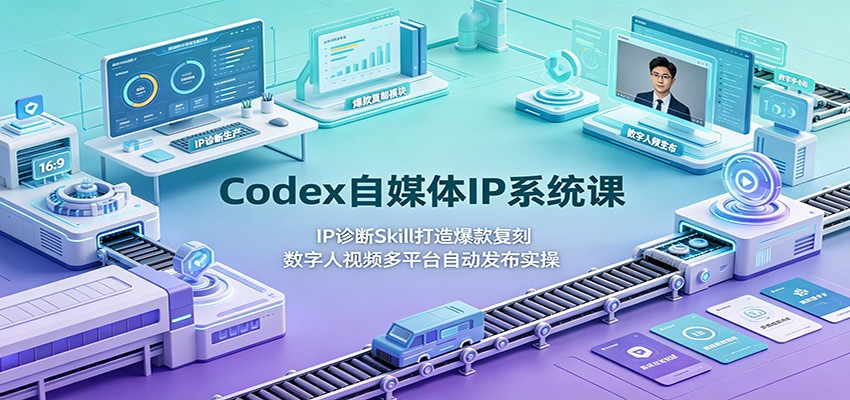 Codex自媒体IP系统课：IP诊断Skill打造爆款复刻，数字人视频多平台自动发布实操-轻创星球网