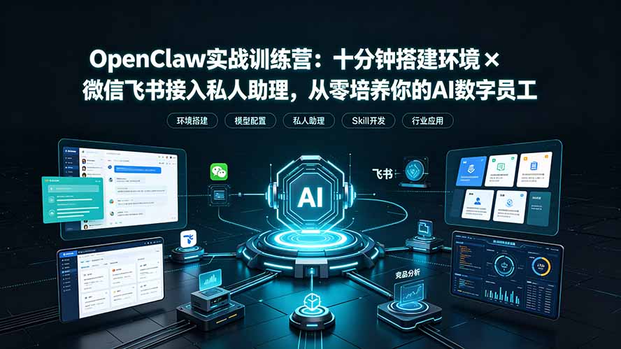 OpenClaw实战特训营：十分钟搭建环境×微信飞书接入私人助理，从零培养你的AI数字员工-轻创星球网