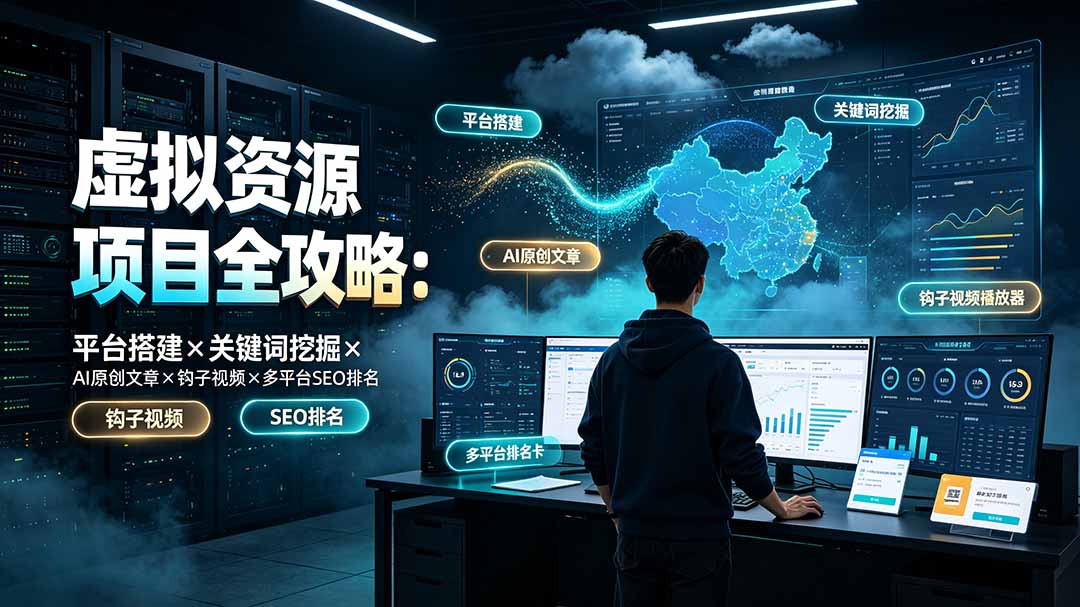 虚拟资源项目全攻略：平台搭建×关键词挖掘×AI原创文章×钩子视频×多平台SEO排名-轻创星球网