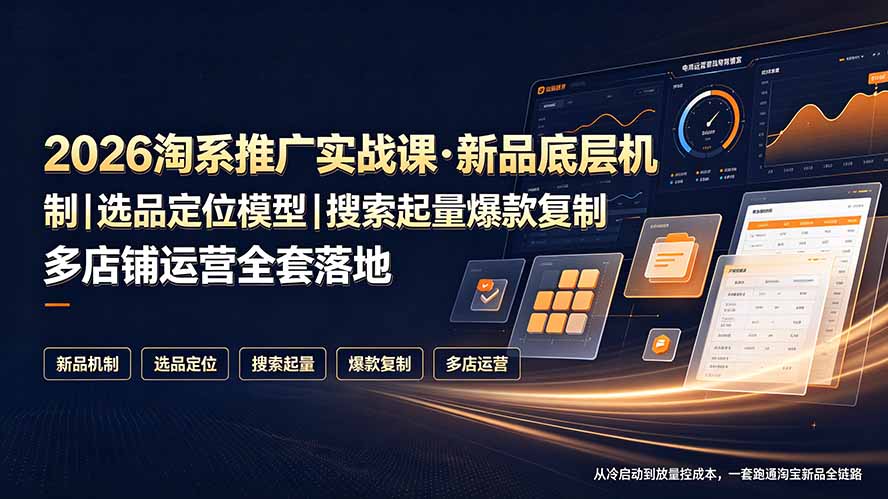 2026淘系推广实战课·新品底层机制｜选品定位模型｜搜索起量爆款复制多店铺运营全套落地教程-轻创星球网
