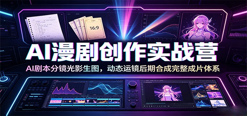 AI漫剧创作实战营：AI剧本分镜光影生图，动态运镜后期合成完整成片体系-轻创星球网