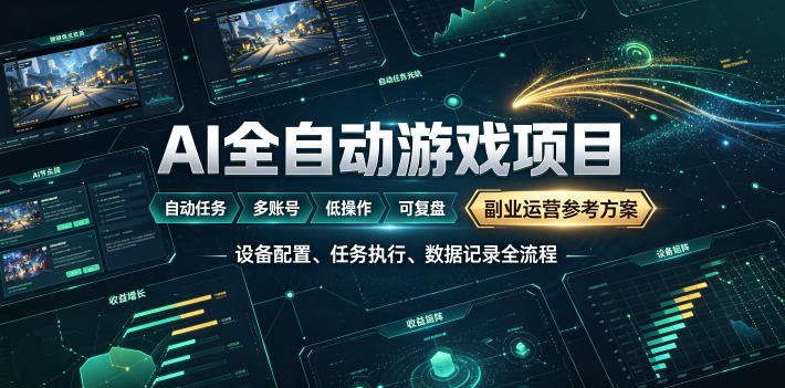 AI全自动游戏躺賺副业：日入几百，稳定运行三年的项目！【揭秘】-轻创星球网