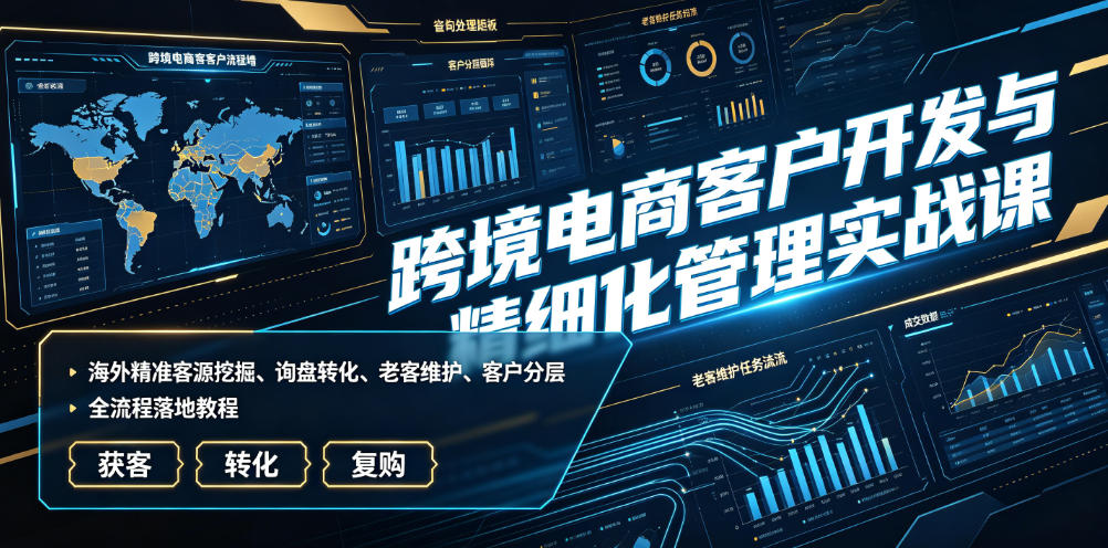 跨境电商客户开发与精细化管理实战课｜海外精准客源挖掘、询盘转化、老客维护、客户分层全流程落地教程-轻创星球网