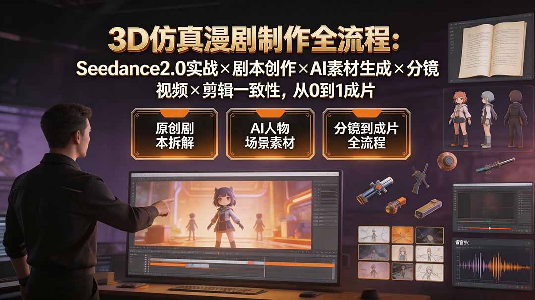 3D仿真漫剧制作全流程：Seedance2.0实战×剧本创作×AI素材生成×分镜视频×剪辑一致性，从0到1成片-轻创星球网