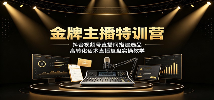金牌主播特训营：抖音视频号直播间搭建选品，高转化话术直播复盘实操教学-轻创星球网