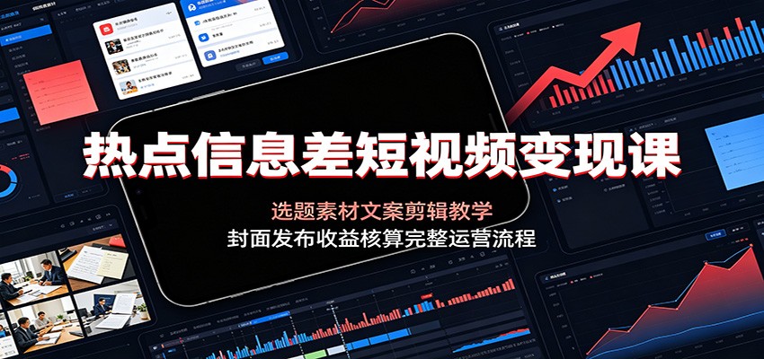 热点信息差短视频变现课：选题素材文案剪辑教学，封面发布收益核算完整运营流程-轻创星球网