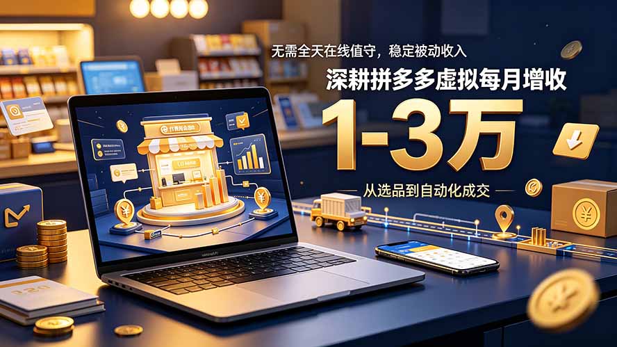 无需全天在线值守，稳定被动收入，深耕拼多多虚拟每月增收 1-3 万-轻创星球网