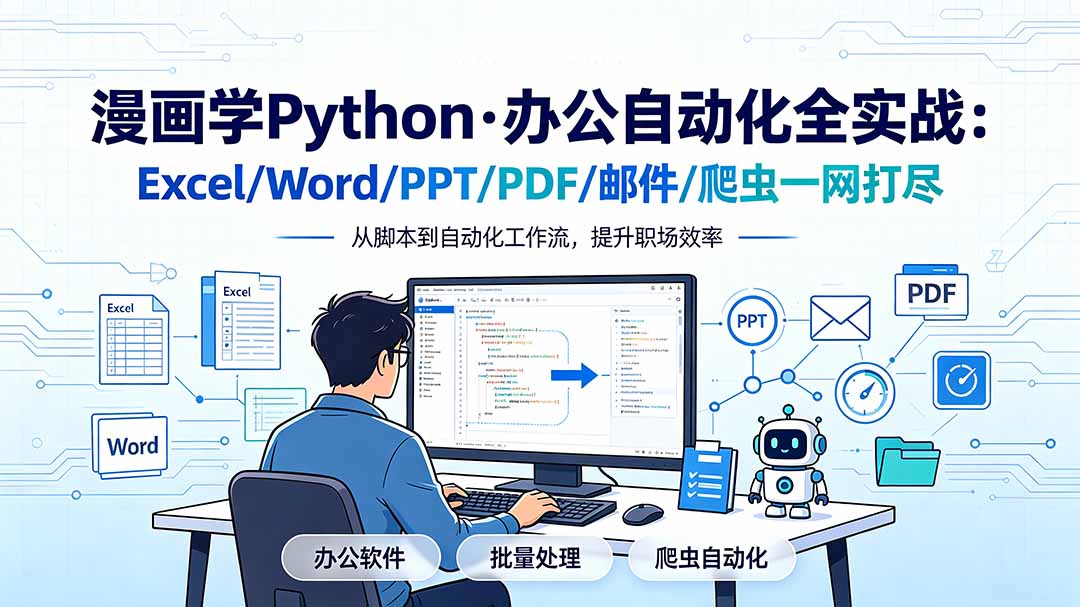 漫画学Python·办公自动化全实战：Excel/Word/PPT/PDF/邮件/爬虫一网打尽-轻创星球网