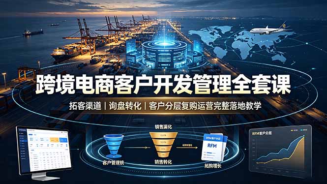 跨境电商客户开发管理全套课·拓客渠道｜询盘转化｜客户分层复购运营完整落地教学-轻创星球网