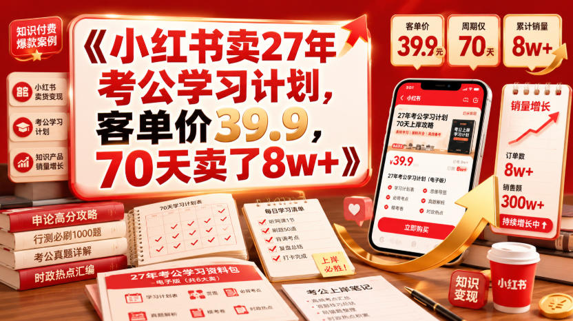 小红书卖27年考公学习计划，客单价39.9，70天卖了8w+！-轻创星球网