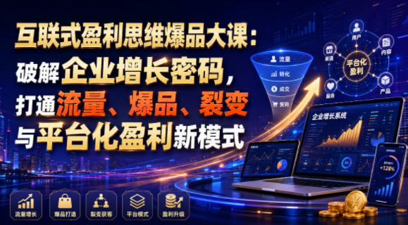 互联式盈利思维爆品大课:破解企业增长密码,打通流量、爆品、裂变与平台化盈利新模式-轻创星球网