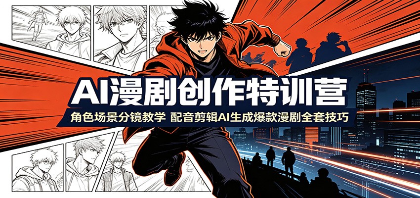 AI漫剧创作特训营：角色场景分镜教学，配音剪辑AI生成爆款漫剧全套技巧-轻创星球网
