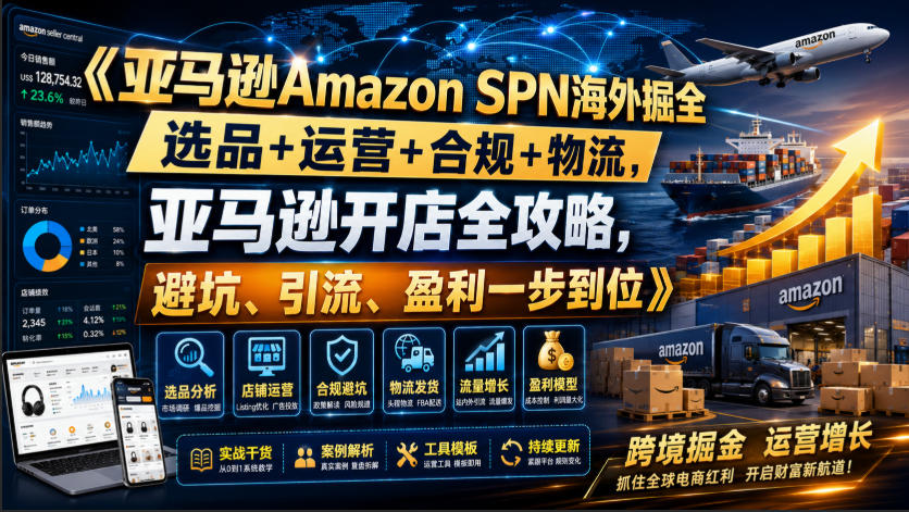 亚马逊Amazon SPN海外掘全，选品+运营+合规+物流，亚马逊开店全攻略，避坑、引流、盈利一步到位-轻创星球网