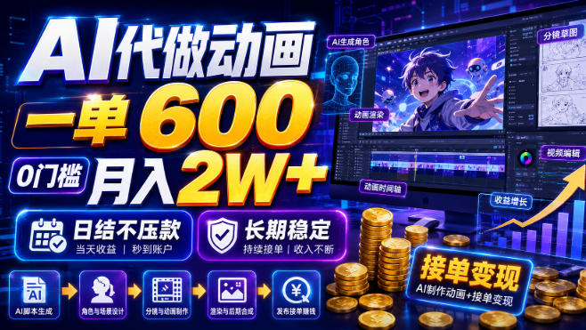 AI代做动画，一单600，0门槛月入2W+，日结不压款，长期稳定【揭秘】-轻创星球网