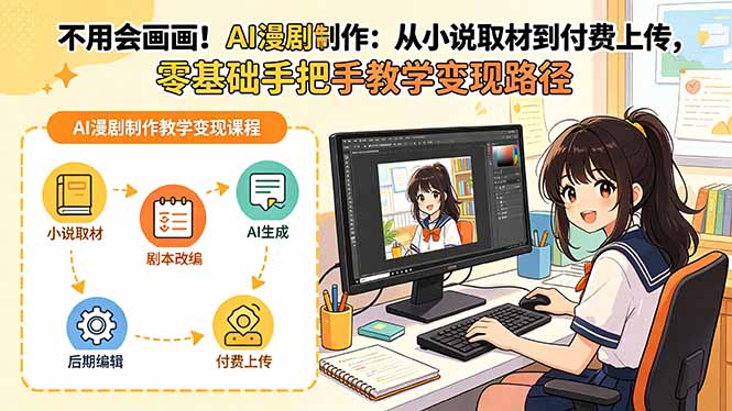 不用会画画！AI漫剧制作：从小说取材到付费上传，零基础手把手教学变现路径(更新-轻创星球网