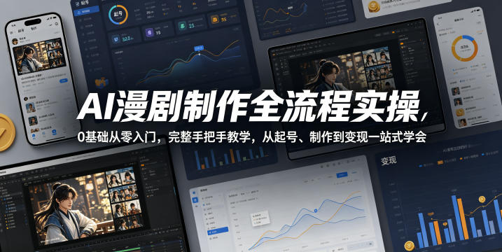 AI漫剧制作全流程实操，0基础从零入门，完整手把手教学，从起号、制作到变现一站式学会(更新)-轻创星球网