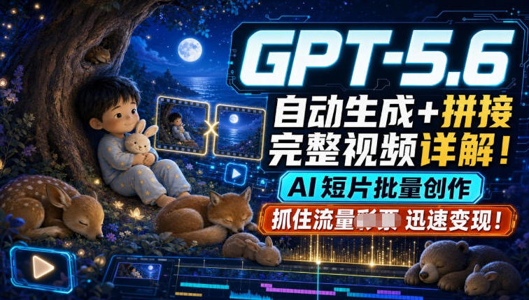 GPT-5.6自动生成＋拼接完整视频详解，AI短片批量创作，抓住流量迅速变现！-轻创星球网