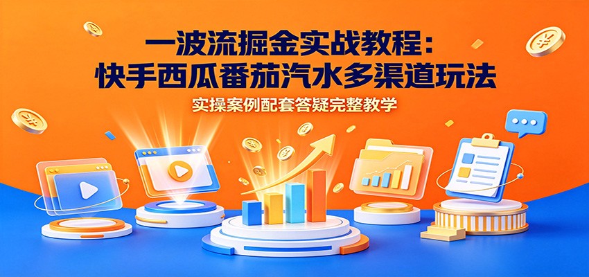 一波流掘金实战教程：快手西瓜番茄汽水多渠道玩法，实操案例配套答疑完整教学-轻创星球网