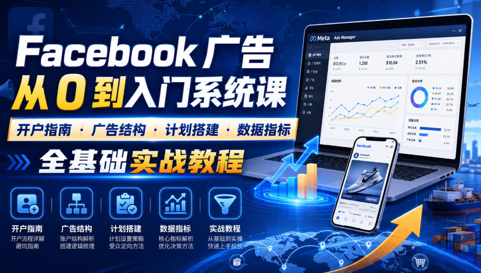 Facebook广告新手从0到入门系统课｜开户指南・广告结构・计划搭建・数据指标全基础实战教程-轻创星球网