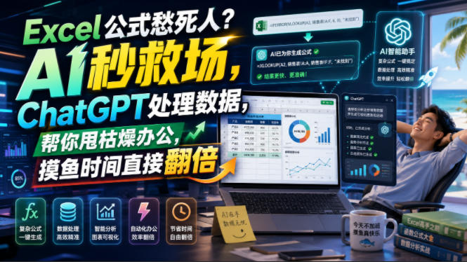 Excel公式愁死人？AI秒救场，ChatGPT处理数据，帮你甩枯燥办公，摸鱼时间直接翻倍【原创双语字幕】-轻创星球网