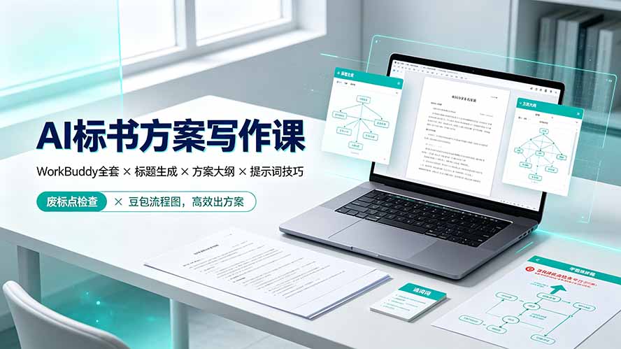 AI标书方案写作课：WorkBuddy全套×标题生成×方案大纲×提示词技巧×废标点检查×豆包流程图，高效出方案-轻创星球网