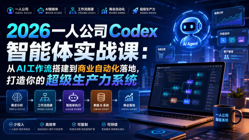 2026一人公司Codex智能体实战课：从AI工作流搭建到商业自动化落地，打造你的超级生产力系统-轻创星球网